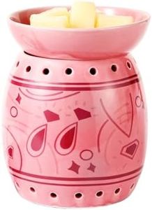TTJ Ceramic Wax Melt Warmer with Plug-in, Electric Fragrance Warmer for Home Decor, Crackle Glaze Oil Burner with Night Light, Ideal for Bedroom, Bathroom, Office & Gift,Red