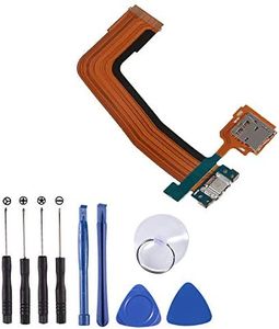 Micro USB Charging Port Flex Cable Dock Connector with SD Memory Card Tray Compatible with Samsung Galaxy Tab S 10.5 inch T800 T801 T805 T807 with Tools