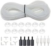 ALEGI 25 Feet 3/16 Inch Standard Aquarium Silicone Airline Tubing with Air Stones, Check Valves, Suction Cups and Connectors for Fish Tank, Hydroponics (Semi-Transparent)