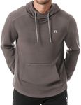 JMIERR Fall 2024 Sweatshirts for Mens Plain Drawstring Hooded Pullover Long Sleeve Active Sport Sweatshirt with Zipper Pockets, US43(L), A Dark Brown