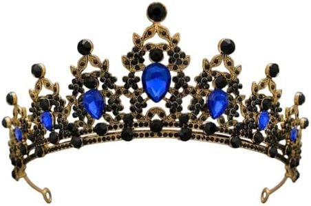 Vintage Alloy Rhinestone Crown Bridal (Antique KC Gold/Blue Diamond)