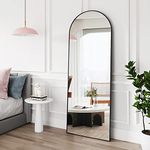 FVANF Arched Full Length Mirror, 64"x21" Free Standing Floor Mirror, Modern Full Body Mirror with Stand, Wall Mirror with Aluminum Alloy Frame for Bedroom,Living Room,Black