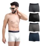 FREECULTR Men's Underwear Anti Bacterial Micromodal Airsoft Trunk - Non Itch No Chaffing Sweat Proof - Ash Grey,Cloud White,Prussian Blue,Pot Black,Smoke Grey Size XL Pack 5