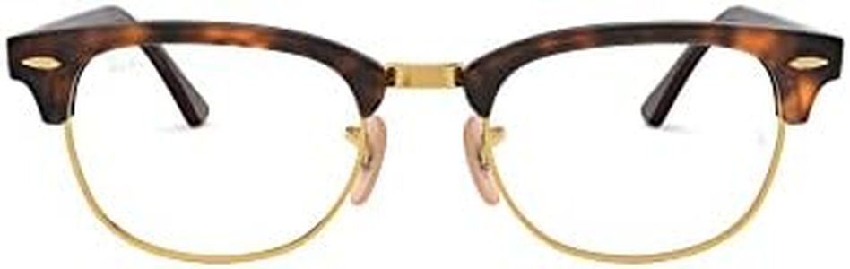 Ray-Ban Unisex RX5154 Clubmaster Square Prescription Eyewear Frames, Red Havana/Demo Lens, 49 mm