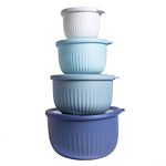 COOK WITH COLOR Prep Bowls with Lids- 8 Piece Nesting Plastic Small Mixing Bowl Set with Lids (Blue Ombre)