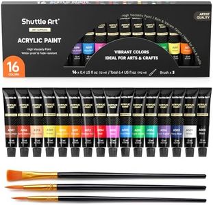 Shuttle Art Acrylic Paint Set, 16 x12ml Tubes Artist Quality Non Toxic Rich Pigments Colours Great for Kids Adults Professional Painting on Canvas Wood Clay Fabric Ceramic Crafts