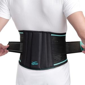 TYNOR Lumbar Support Belt Adjustable Back Brace for Lower Back Pain Relief Back Support Belt for Men & Women, Herniated Disc, Sciatica, Back Pain & Heavy Lifting (Medium, Classic Black)