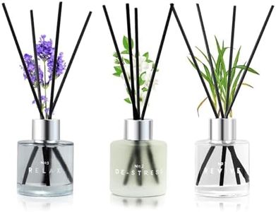 3 Pack Fragrance Reed Diffuser, 50ML Lavender Jasmine Lemongrass Aromatherapy Diffuser Set with 12 Black Fiber Sticks,Air Freshener for Bedroom Bathroom Office, 8.2X 6.6X 2.1 inch