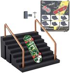 Tech Skateboards Deck,Fingerboard Skatepark with 1 Finger Skateboards, Fingerboard Ramps, Half Pipe Finger Skateboards Kit