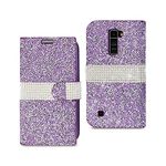 Reiko Jewelry Rhinestone Wallet Case for LG K10/K420N - Carrier Packaging - Purple