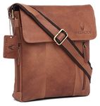 WildHorn Leather 11 inch Sling Messenger Bag for Men I Multipurpose Crossbody Bag I Travel Bag with Adjustable Strap (TAN)