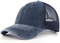 Zylioo XXL Oversize Distressed Trucker Cap,Adjustable Cool Summer Cap,Quick Dry Running Cap for Big Heads Navy Blue
