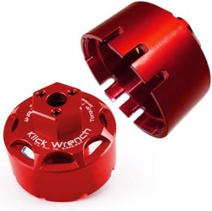 Klick Wrench Cup Medium 2 Stage 73mm–77mm Oil Filter Wrench | 25Nm Torque Limiting & 3/8 Drive Socket | 6061-T6 Billet Aluminium Red Tool | Fits 73mm–77mm 14 & 15 Flute Canister Filters & Housings