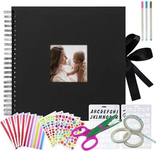 Vienrose Scrapbook Photo Album with Corner Stickers 12x12 inches DIY with Cover Photo Pocket 80 Pages Silk Ribbon Hardcover Album for Guest Book Wedding Baby Shower Christmas Black
