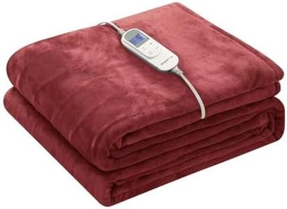 Wapaneus Heated Blanket Electric Full Size 72"x84" with 10 Heating Levels 12 Timer Settings and 8 Hours Auto-Shut Off,Flannel Fast-Heating Electric Blanket,ETL Listed Machine Washable，Red