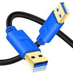 USB 3.0 A to A Male Cable 12ft,USB to USB Cable USB Male to Male Cable Double End USB Cord with Gold-Plated Connector for Hard Drive Enclosures, DVD Player, Laptop Cooler (12Ft/4M,Blue)