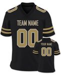 FwSYouMAI Custom Football Jersey Men Women Kid Personalized Printed Teamname Number Customized Shirts Sport Uniform-6 Black Gold