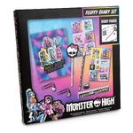 abeec Monster High Kids Journal with Fluffy Notebook, Skull Pen, Diary Stickers, Paper Clips, Ruler, Pencil Sharpener, Pencil - Children's Stationery Set - Girls Birthday Presents - Secret Diary Set