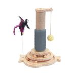 Marchul 5 in 1 Cat Toys, Cat Sisal Rope Scratching Post with Hanging Ball, Interactive Track Toy Ball for Cat with Springy Feather, Cat Massaging Scratch Post for Indoor Playing