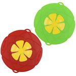 2 X Spill Stopper Lid Cover And Spill Stopper, Boil Over Safeguard,Silicone Spill Stopper Pot Pan Lid Multi-Function Kitchen Tool (Green And Red) …