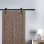 SOLTAIREJACO Carbon Steel Heavy Duty Barn Door Sliding Single Partition Door Sliding Fitting Kit With 6 Ft Top Track|6Ft Top Track Barn Door Sliding|Barn Door Sliding Fitting Kit (Black Matt Finish)