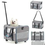 Pet Carrier for Small Dog Cat, Cat Dog Carrier with Wheels Soft Sided Dog Rolling Crate Cat Travel Bag up to 20 Lbs Pet Strollers for Small Pets