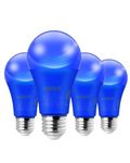 EDISHINE A19 Halloween Blue Light Bulbs, 14W Blue LED Bulb Equivalent 100W Colored Light Bulbs, E26 Base LED Light Bulb for Christmas Decoration, Holiday Lighting, Porch Patio, 4 Pack