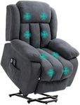 HOMCOM Oversized Riser and Recliner Chairs for the Elderly with 8 Vibration Massage, Large Fabric Upholstered Lift Chair for Living Room with Remote Control, Side Pocket, Footrest, Dark Grey