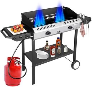 Bestfire 2 Burner Propane Stove Outdoor Camping Gas Stoves 150,000 BTU Auto Ignition with Regulator and Side Shelves Perfect for Patio Home Cooking and Frying