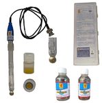 Lab Junction pH Electrode Rod Sensor Double Junction Refillable Facility of KCL Solution with Charger Bottle & Standard Buffer Solutions 7.00 pH and 4.00 pH Precaution Chart for pH Meter