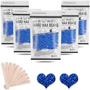 500g Hard Wax Beads for Hair Removal with 10 Sticks, Wax Beads for Sensitive Skin, Body Wax Beads for Thick Hair, Waxing Beads for Face, Eyebrows, Body, Home(100g/pack) (5 Pack, Chamomile)
