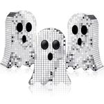 GlikCeil 3 Pcs Halloween Disco Ghosts Halloween Decor Retro Mosaic Mirror Ghosts Silver Ghosts Tabletop Decor Spooky Ghosts Crafts Halloween Decorations Indoor Ghosts Table Sign for Halloween Desk