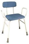 Aidapt Height Adjustable Perching Stool With Padded Seat and Safety Arms and Padded Back For Elderly for Users with Limited Mobility