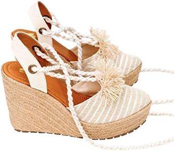 SILVIA COBOS Samba Lace Up Platform Espadrilles Wedge Sandals for Women Sandalias Altas Zapatos de Plataformas de Mujer Beige 10