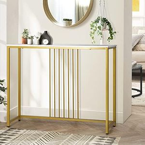 Oikiture Hallway Table Console Table with Marble Tabletop and Steel Frame 95cm