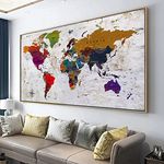 Framed wall art World Map Wall Art Canvas Picture 50cmx100cm Large Antiqued Map of The World Canvas Painting Artwork Prints for Office Wall Decor Home Living Room Decorations Framed Ready to Hang