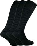 Sock Snob - 3 Pairs Mens Quality Long Knee High Length 100% Cotton Socks (6-11 UK, XLCS Black)