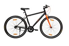 Mach City Munich Ss 700C 700Ct 19Inch Front Frame Single Speed Steel Men's Hybrid Cycle (Timba Grey, Neon Orange).