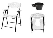 MUBBA Folding Commode chair for Elderly Disabled Man or Woman Shower And Bathing Room Toilet seat Comfortable Stool Anti-Skid (White)