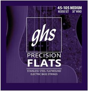 GHS Strings Electric Bass Flatwound Set (Medium Stainless Steel, 4-String, Long Scale)