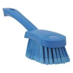 Vikan 41943 Soft/Split Bristles, Washing / Sweeping, Hand Brush, Short Handle, 270mm (Blue)