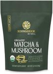 Sunwarrior Organic Matcha Mushroom Powder Supplement | Matcha & Mushroom Coffee Alternative Organic Blend of Ceremonial Grade Matcha and Adaptogenic Mushrooms | 90g Pouch 30 Servings Be Well