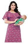 LYXA BEAUTY Maternity Nightgown/Nighties/Maxi for Women (1, Pink (1161 C), XL)