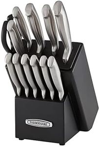 Farberware Self-Sharpening 13-Piece Knife Block Set with EdgeKeeper Technology, High Carbon-Stainless Steel Kitchen Knives, Razor-Sharp Knife Set with Wood Block, Black