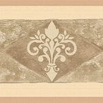 Dundee Deco DDAZBD9079 Peel and Stick Wallpaper Border - Abstract Dark Beige, Sepia Rhombus, Scrolls Wall Border Retro Design, 15 ft x 7 in (4.57m x 17.78cm), Self Adhesive