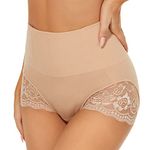 SURE YOU LIKE Shapewear for Women Tummy Control Middle Waist Body Shaper for Women Underwear Slimming Shapewear Seamless Lace Tucking Shorts Beige