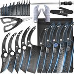 XYJ Professional Kitchen Knife Set with High-Carbon Steel Forged Blades, Chef's Knife, Cleaver, Carving Knife, Nakiri, Full Tang Design, includes Carrying Bag & Poultry Scissors