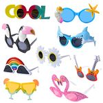 Runup Party Glasses, 9 Pairs Funny Sunglasses, Funky Party Sunglasses for Leisure Use, Novelty Hawaii Glasses, Party Accessories, Novelty Party Glasses for Kids, Teenagers and Adults