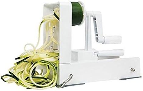 Inspiralized Inspiralizer: Official Vegetable Spiralizer - Four Distinct Noodle Shapes, Easy Handling, Steady Base, Safe Blade Cover, Easy Storage, White Plastic Body & Blades