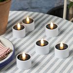 Lights4fun Set of 6 Solar Powered LED Flameless Candle Tea Lights Realistic Warm White Flickering Flame for Outdoor Use